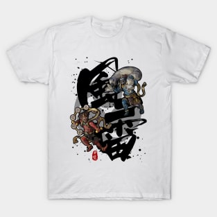 Fujin Raijin Calligraphy kanji Art T-Shirt